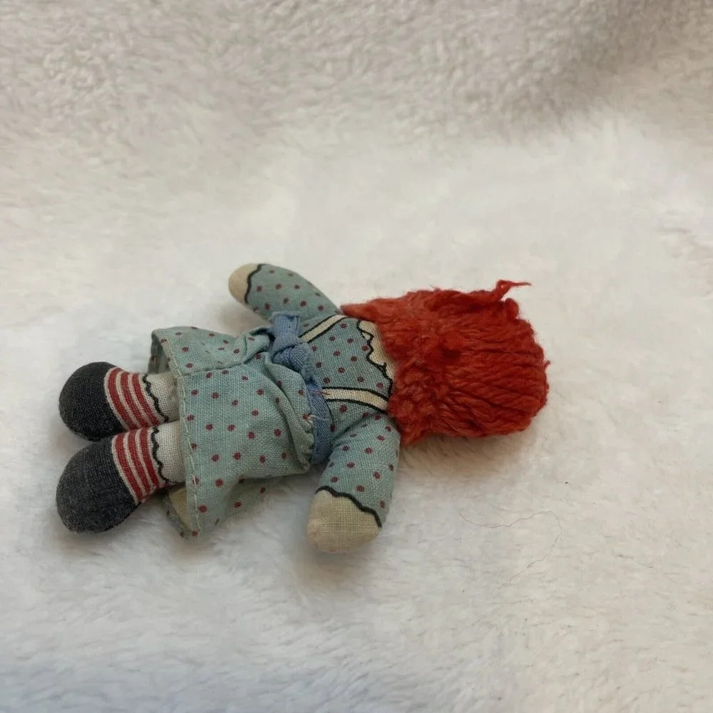 Vintage Mini Cloth Raggedy Ann Stuffed Doll w/ Removable Apron‎ 3.5